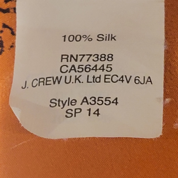 Made well-1937- J. Crew 100% silk orange with paisley blue pattern blouse NWOT - Picture 9 of 9